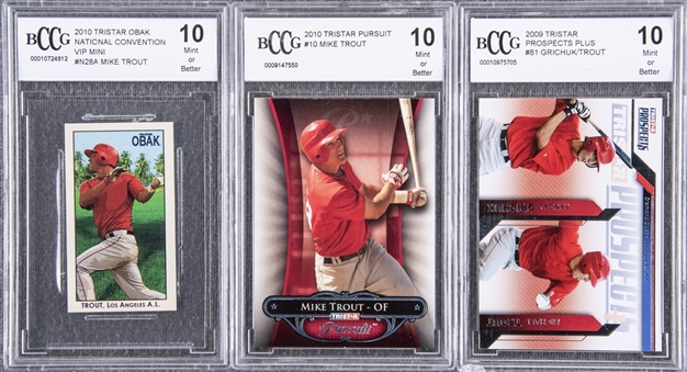2009-2010 Tristar Mike Trout Graded Rookie Cards Trio (3 Different)
